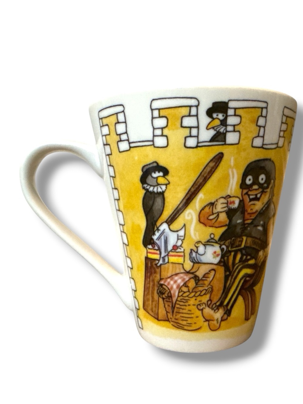 Yellow Illustrated Ceramic Mug with Character Scene